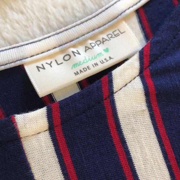 S, Navy, white, and red striped blouse - Picture 5 of 7